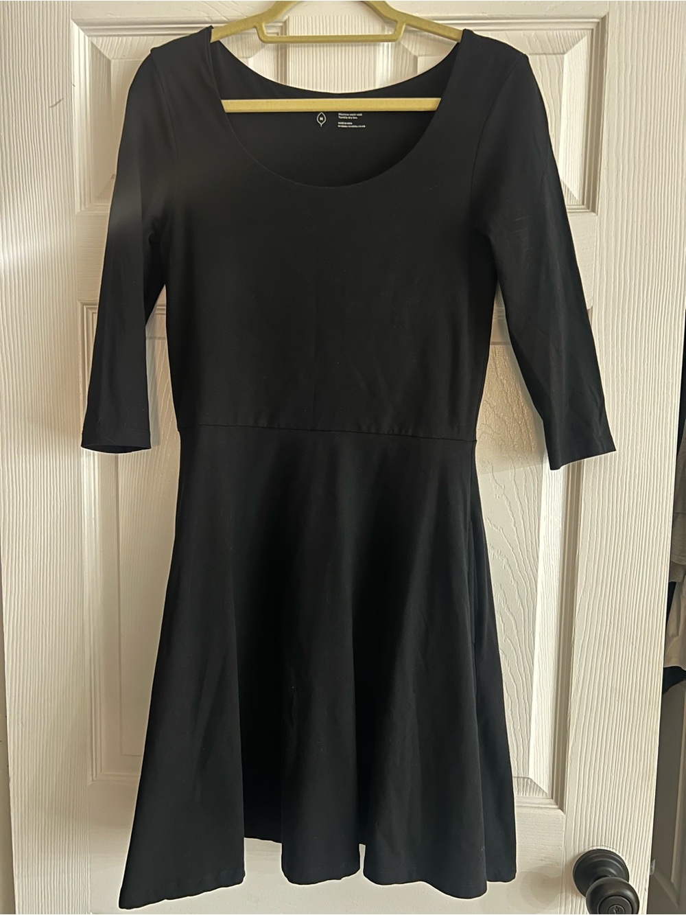 ‼️NWOT: Pact Organic Women's Black 3/4 Sleeve Fit & Flare Dress - M